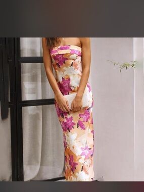 Strapless Floral Maxi Dress